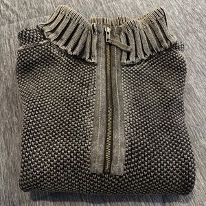 Carbon2cobalt Men Sweater XL Cardigan Fisherman Cable Knit Zip Mock Neck